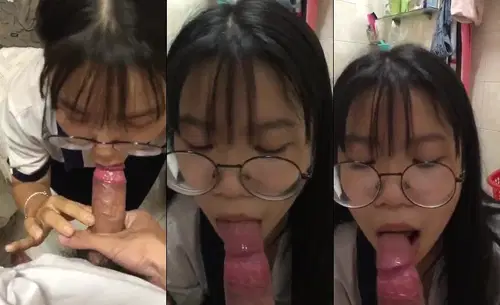 Đưa bé nữ sinh tan học về nhà em chưa kịp thay đồ đã bú cu nuốt tinh trong wc phòng em